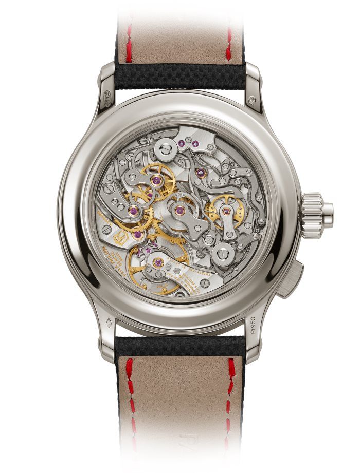 Schleppzeiger-Monopusher-Chronograph für Linkshänder, Ewiger Kalender.