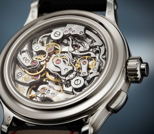 Schleppzeiger-Monopusher-Chronograph für Linkshänder, Ewiger Kalender.