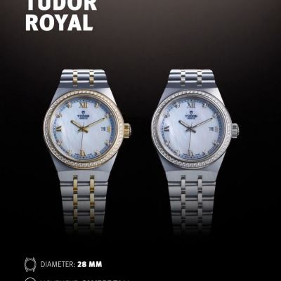 Erleben Sie die TUDOR Royal von @tudorwatch  mit einem 28-mm-Gehäuse in Edelstahl und Gelbgold, einer Lünette mit Diamanten und einer Wasserdichtheit bis 100 m.#TudorWatch #BornToDare #TudorBoutiqueKöln