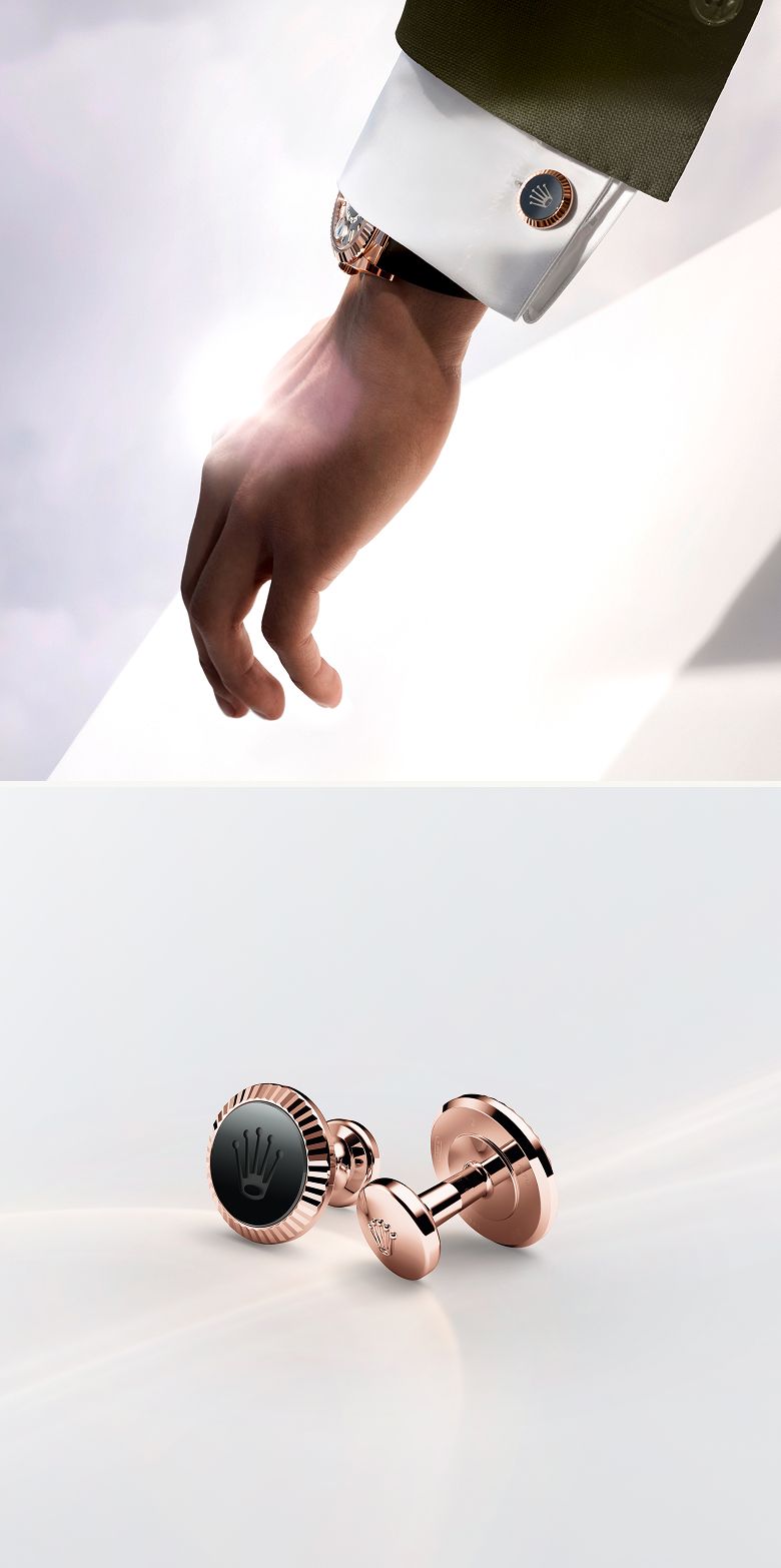 Rolex Manschettenknöpfe „Riffeldesign”