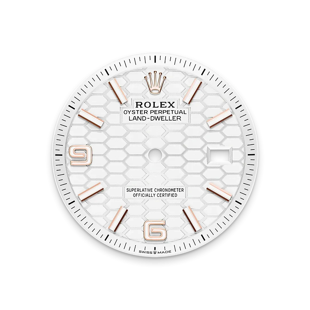 Rolex Land-Dweller 36 Referenz m127235-0001 Tiefweißes Zifferblatt