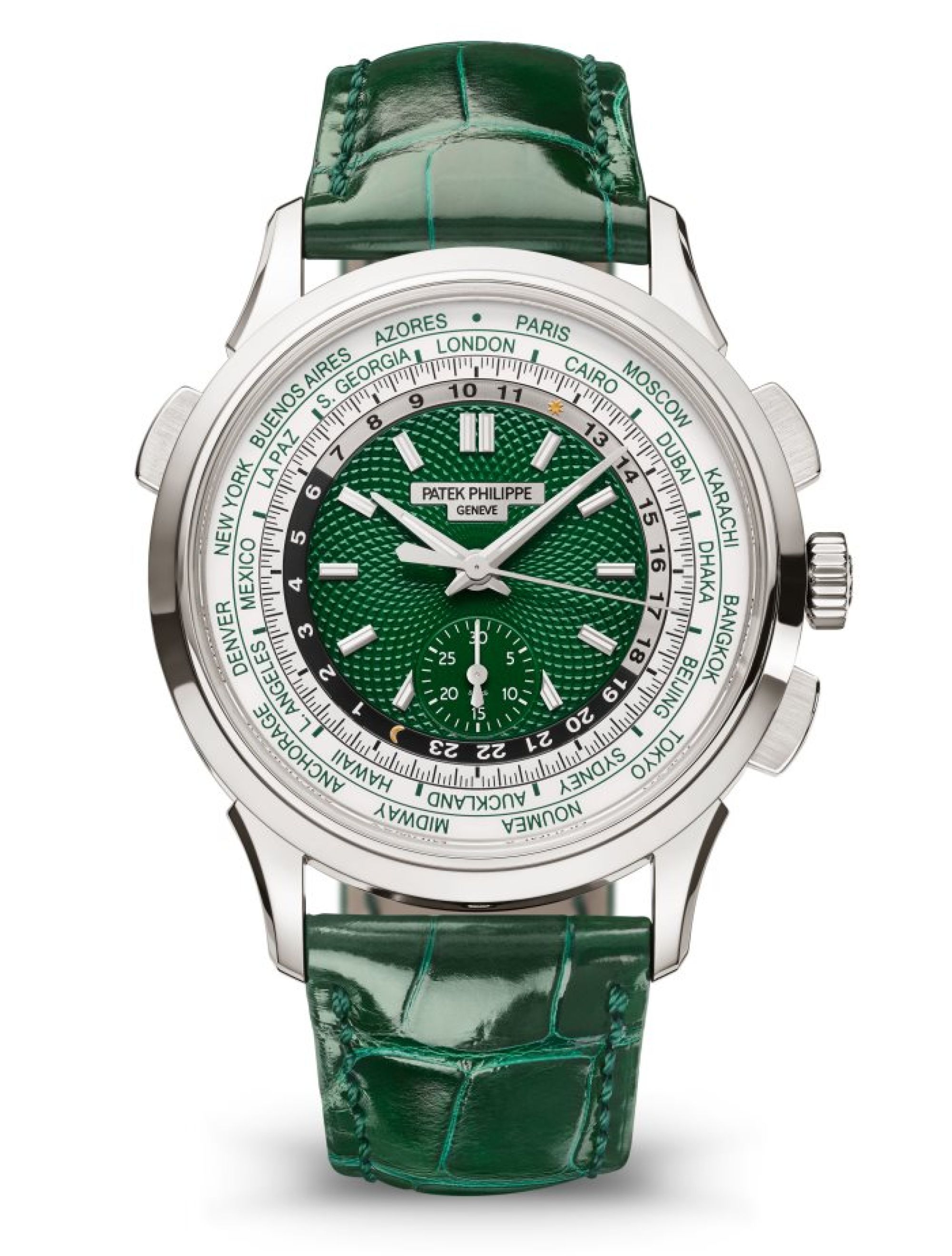 Patek Philippe Weltzeituhr, Flyback-Chronograph. Face